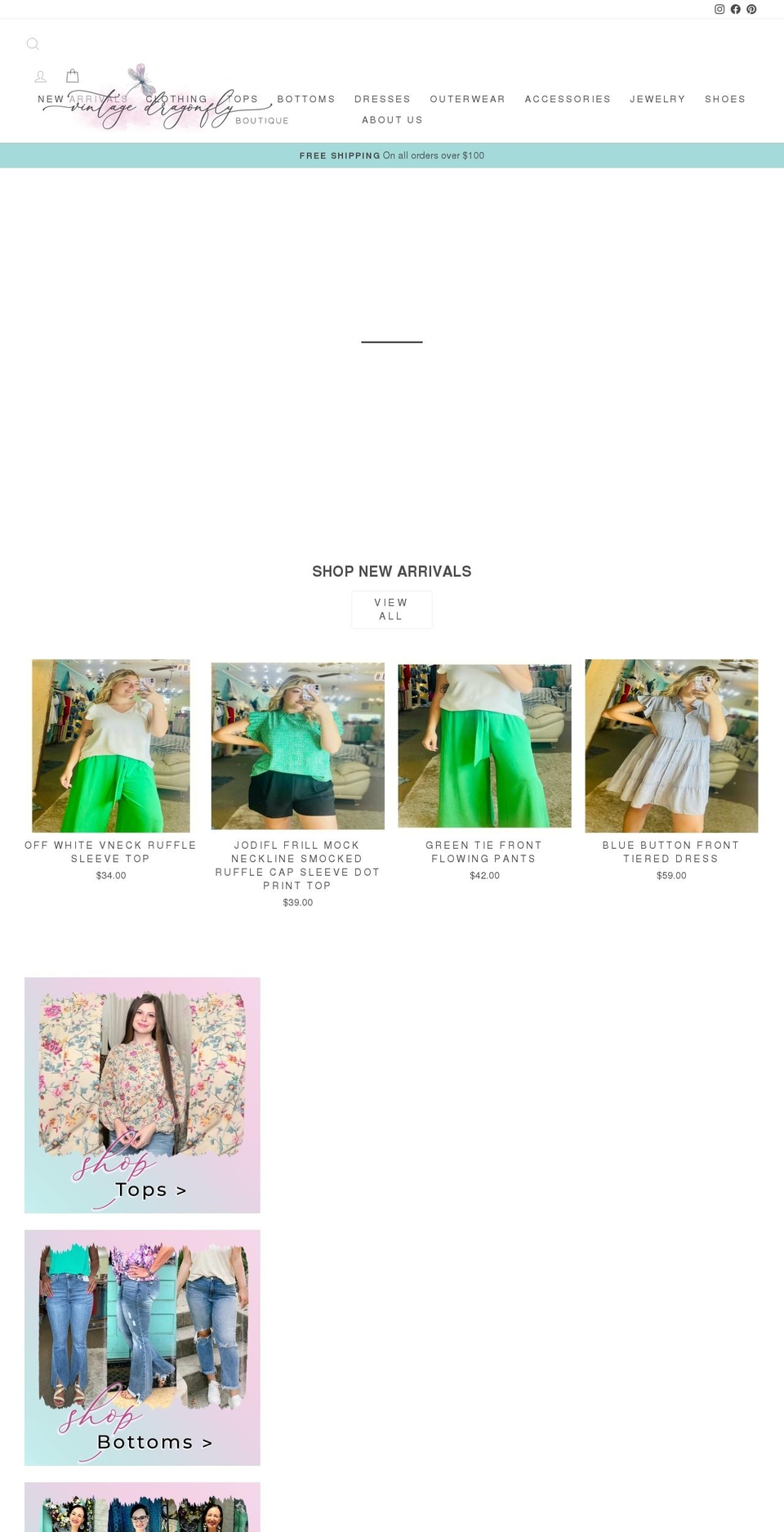 vintagedragonflyboutique.com shopify website screenshot