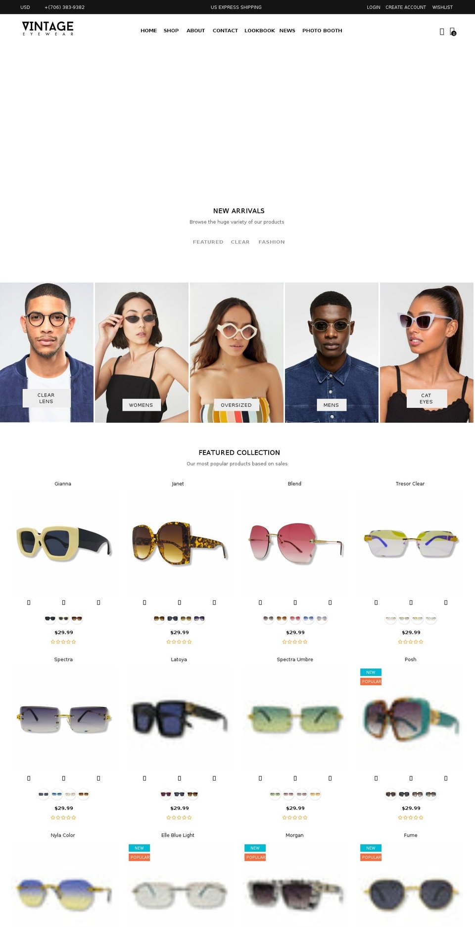 home--classic Shopify theme site example vintageeyewear.shop