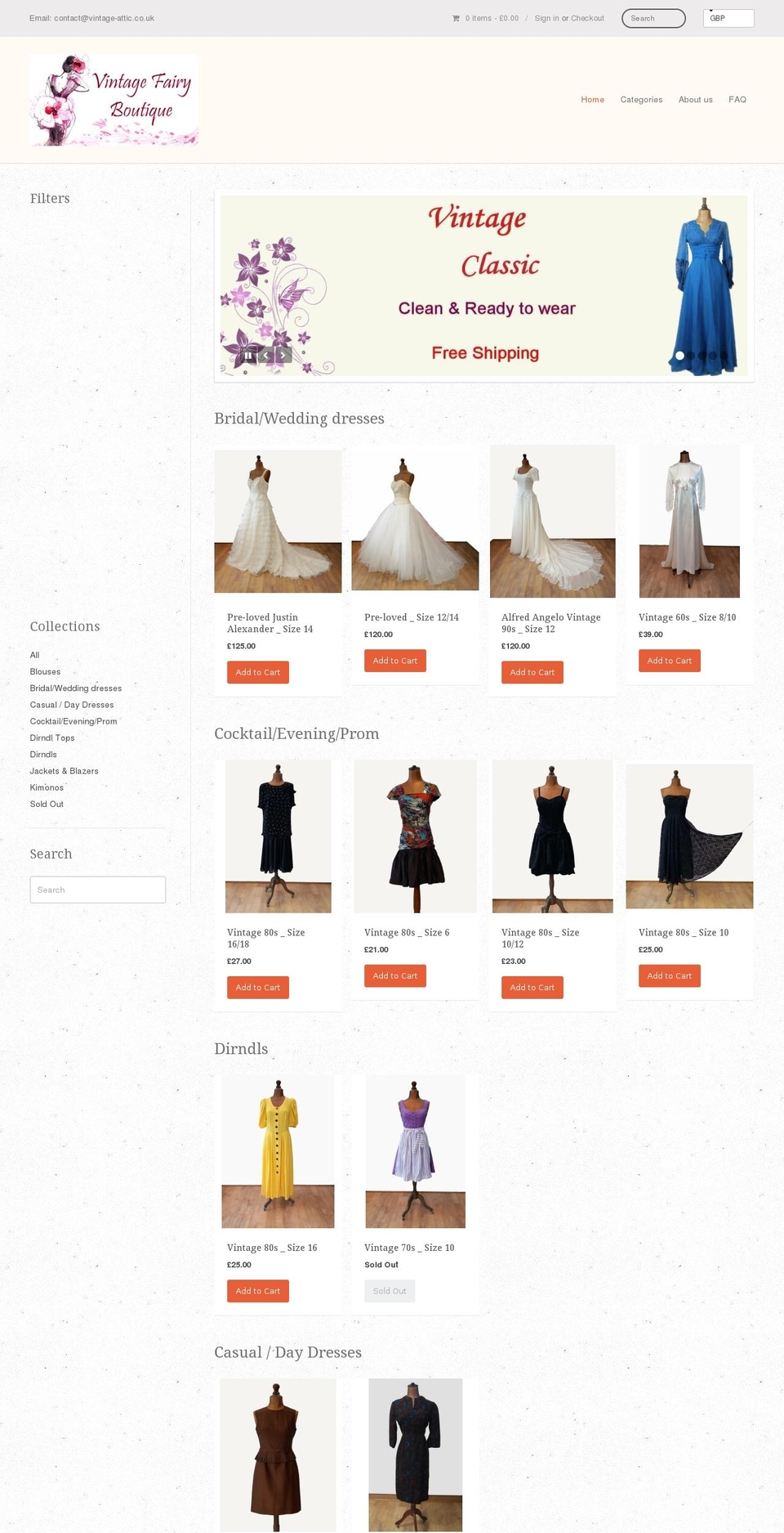 vintagefairy.co.uk shopify website screenshot