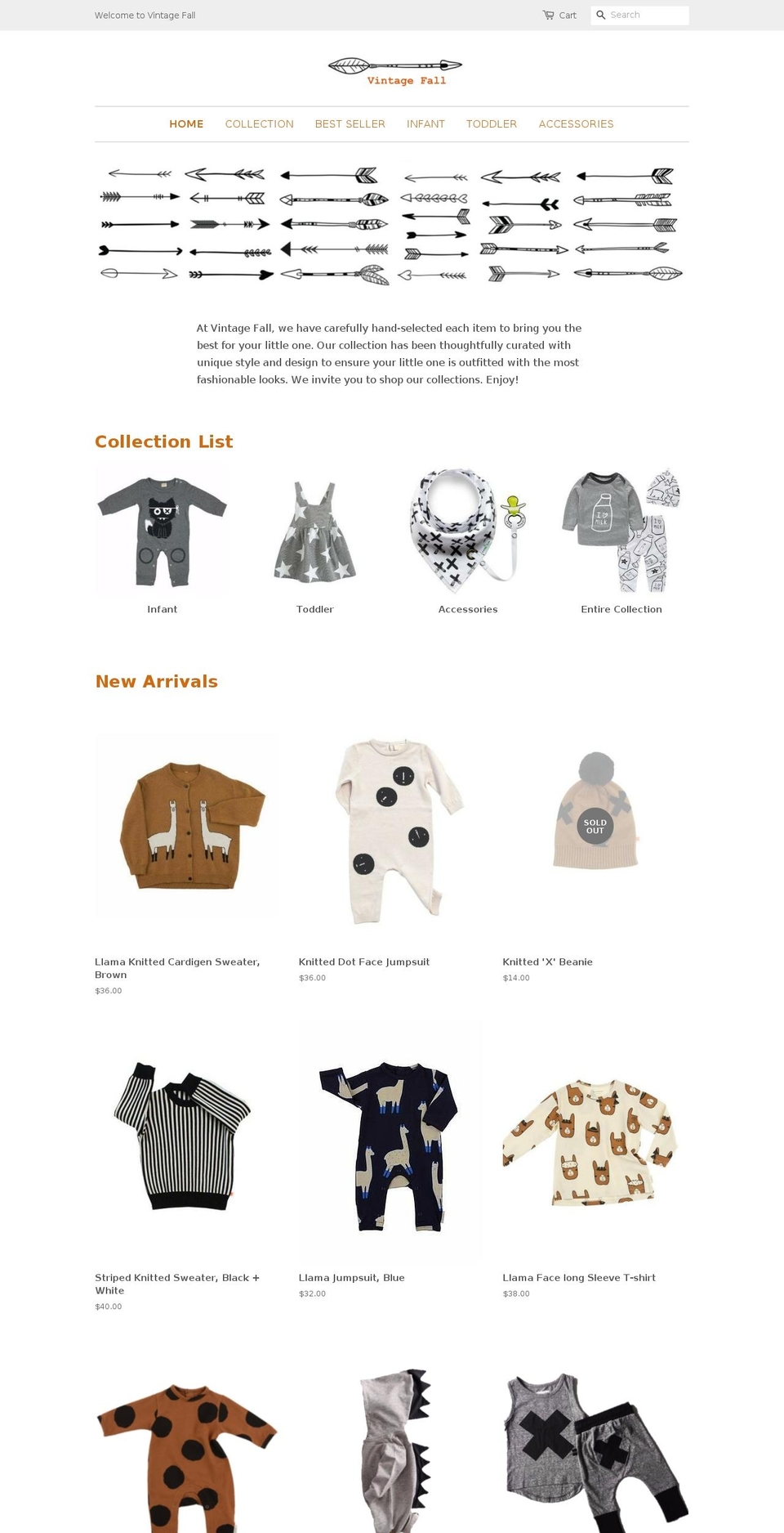 vintagefall.com — Shopify storefront screenshot