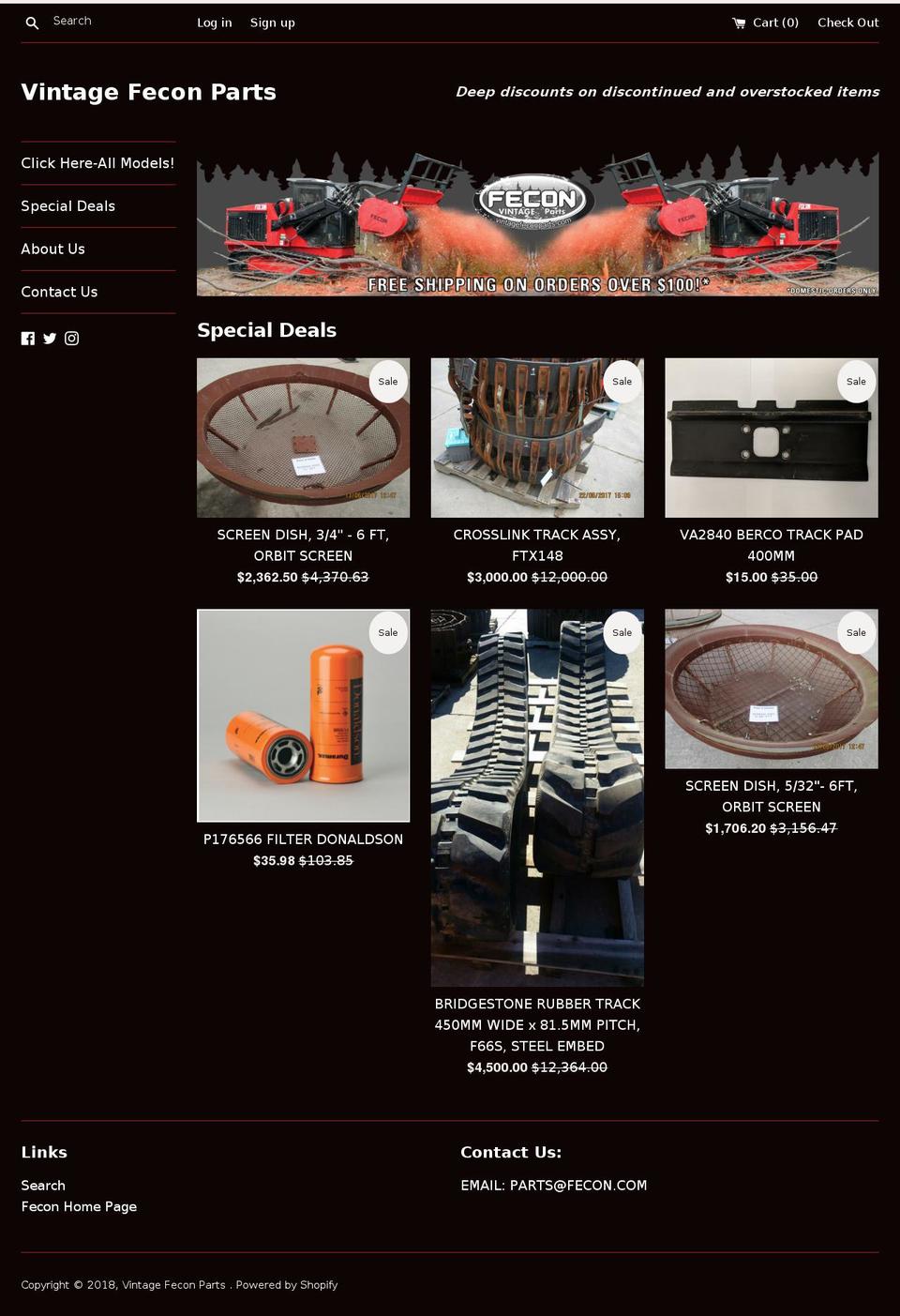 vintagefeconparts.com — Shopify storefront screenshot