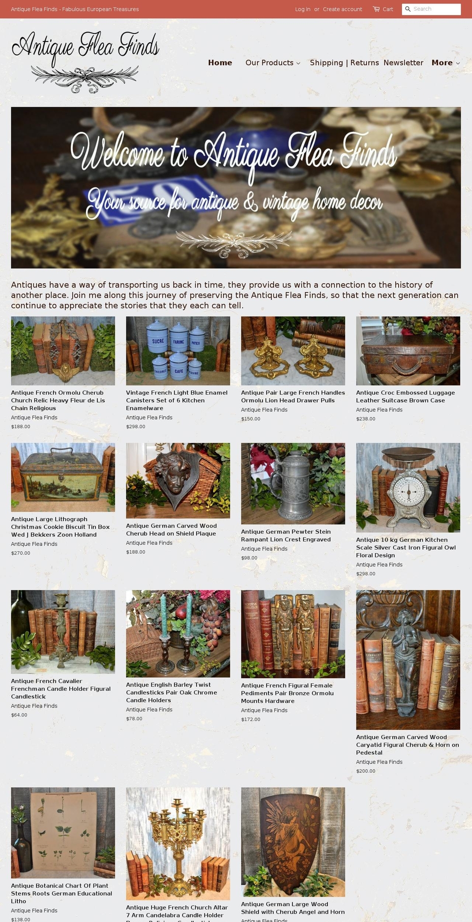 vintagefleafinds.com shopify website screenshot