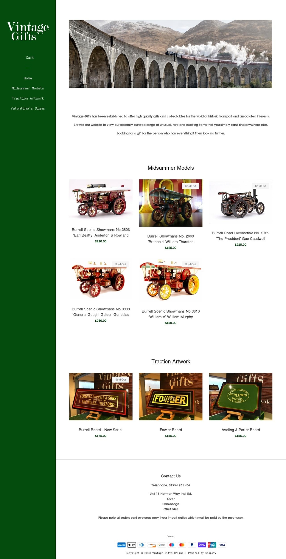 vintagegifts.co.uk shopify website screenshot