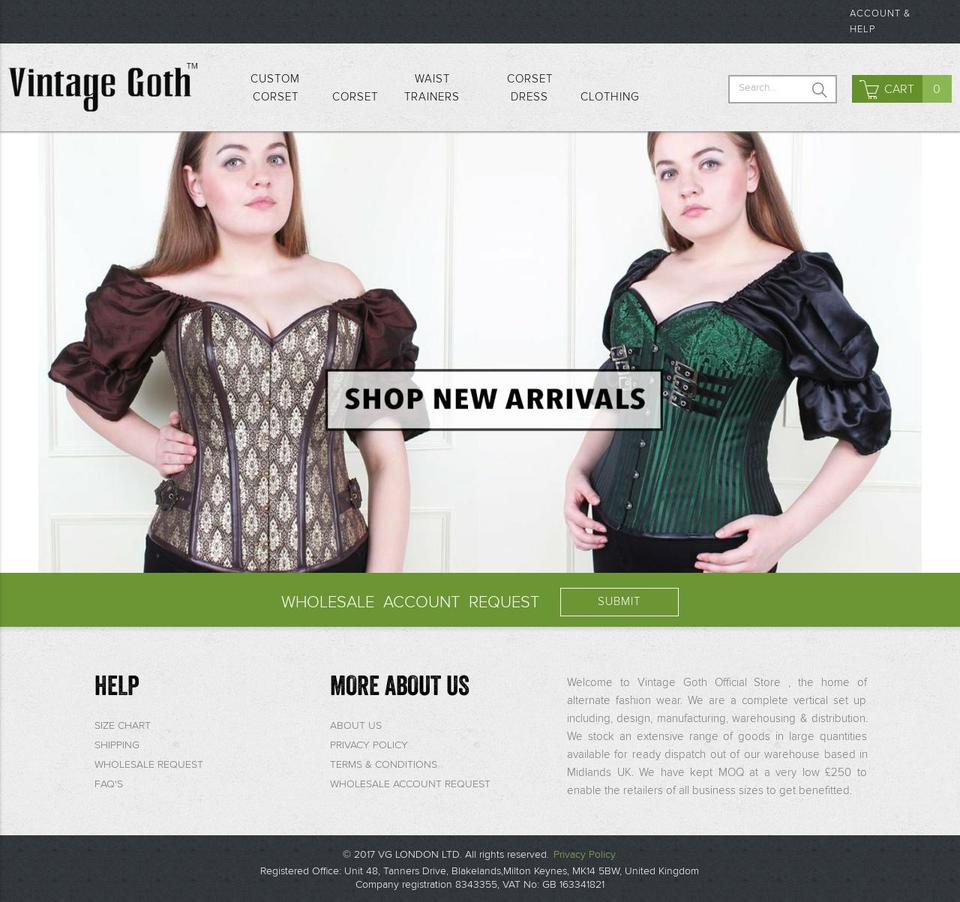 vintagegoth.co.in shopify website screenshot