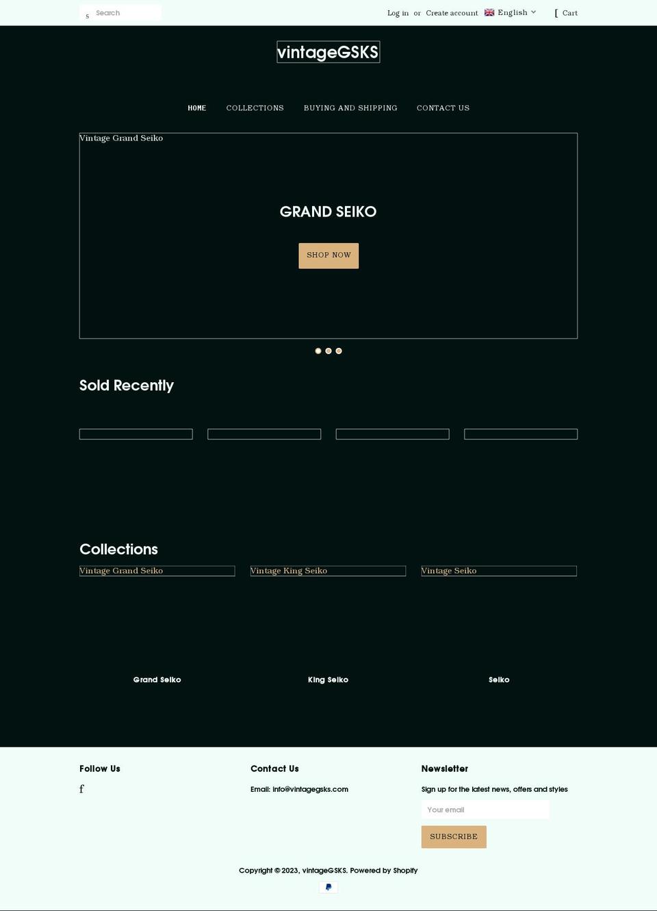 vintagegsks.com shopify website screenshot