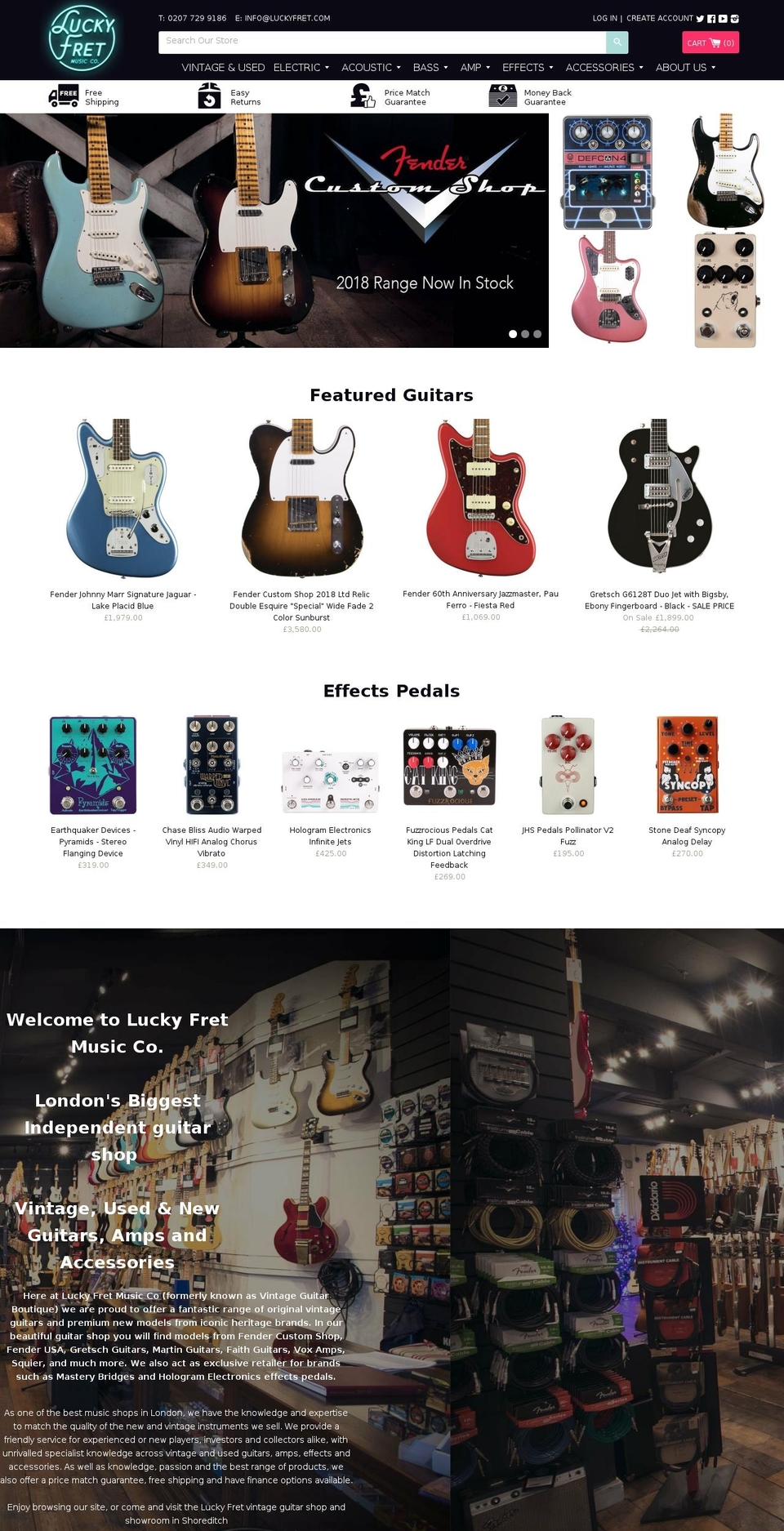 Lucky Fret ESC Shopify theme site example vintageguitarboutique.net