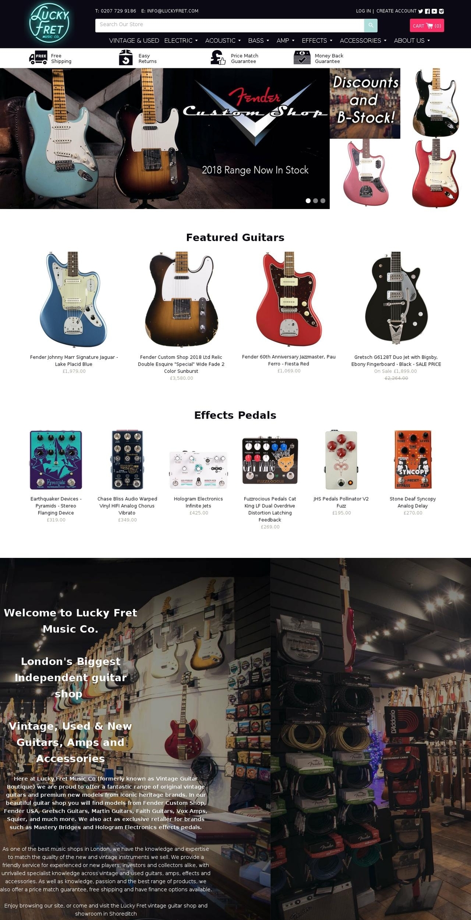 Lucky Fret ESC Shopify theme site example vintageguitarcentre.com