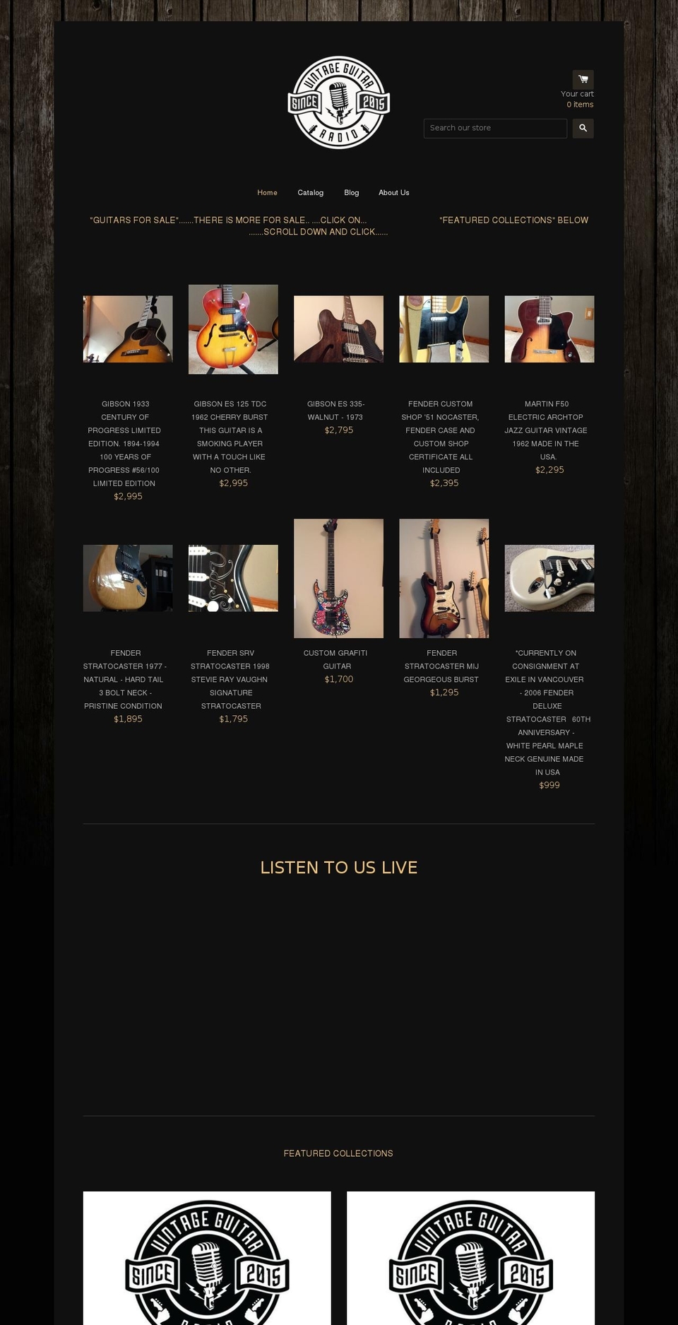 vintageguitarradio.com shopify website screenshot