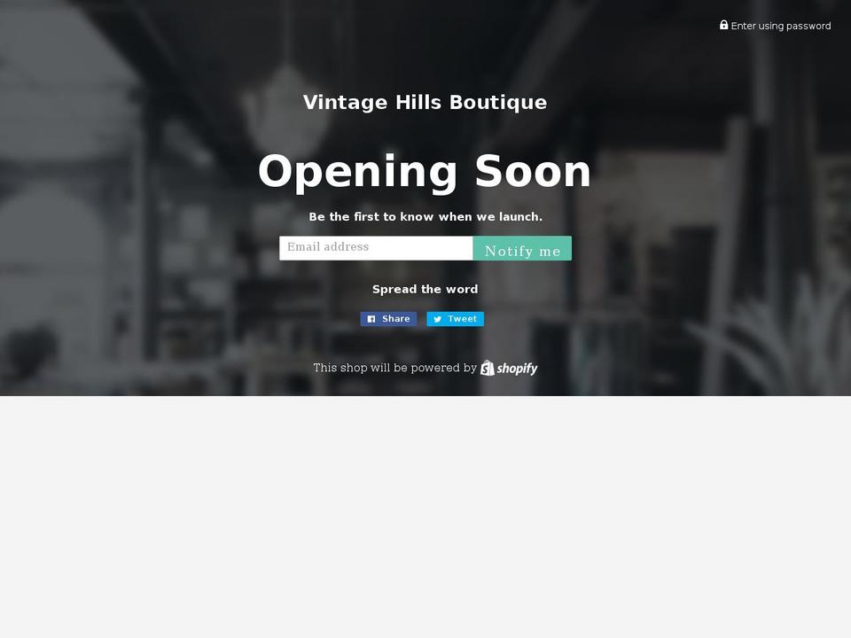vintagehillsclothing.com shopify website screenshot