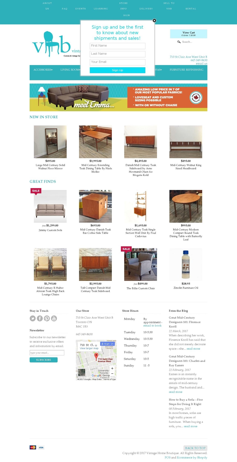 vintagehomeboutique.ca shopify website screenshot