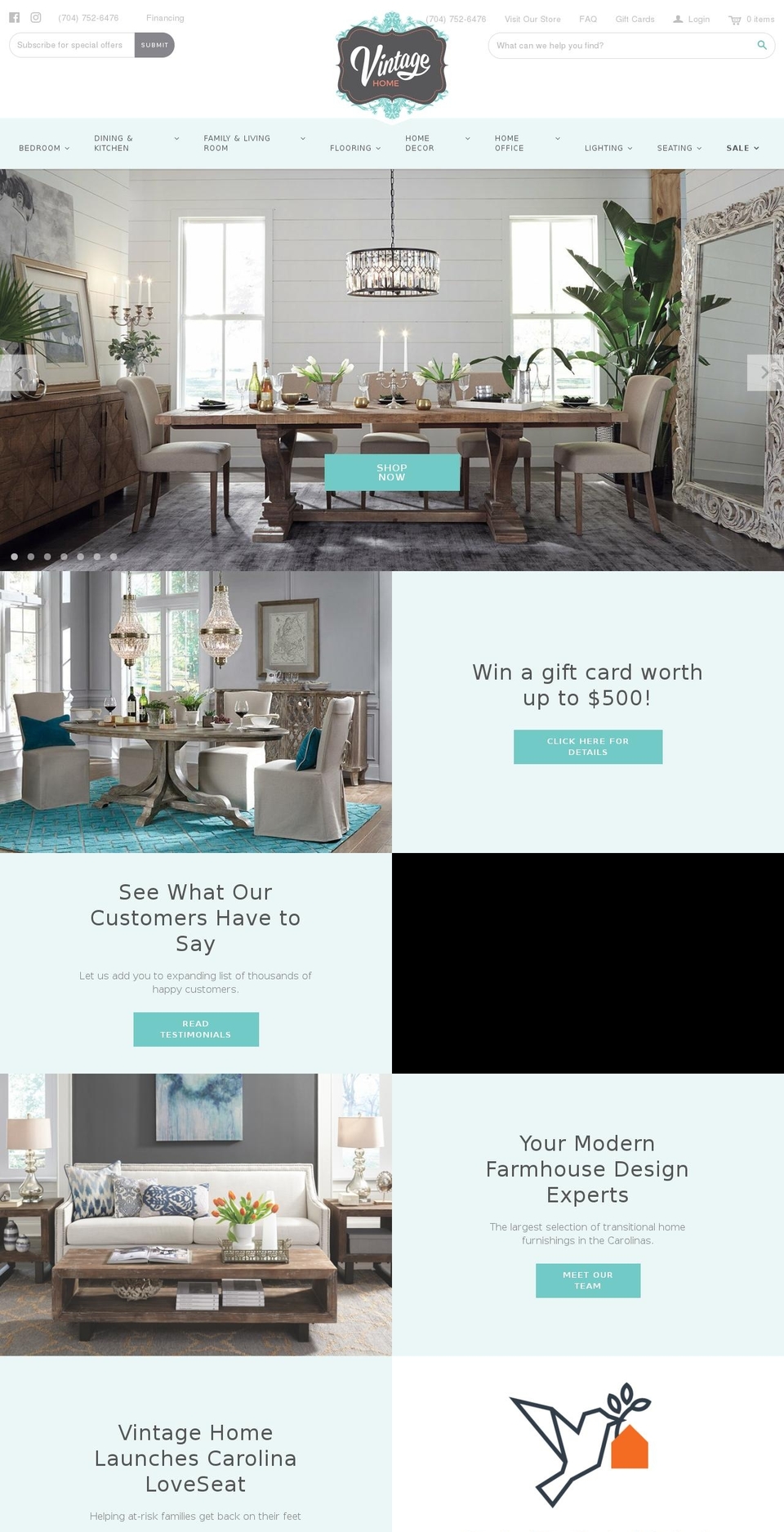 vintagehomecharlotte.com shopify website screenshot