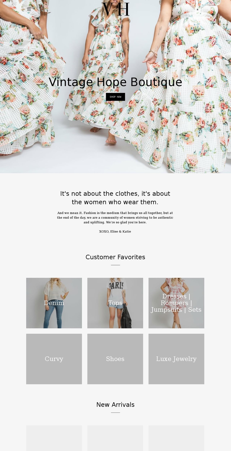vintagehopeboutique.com — Shopify storefront screenshot