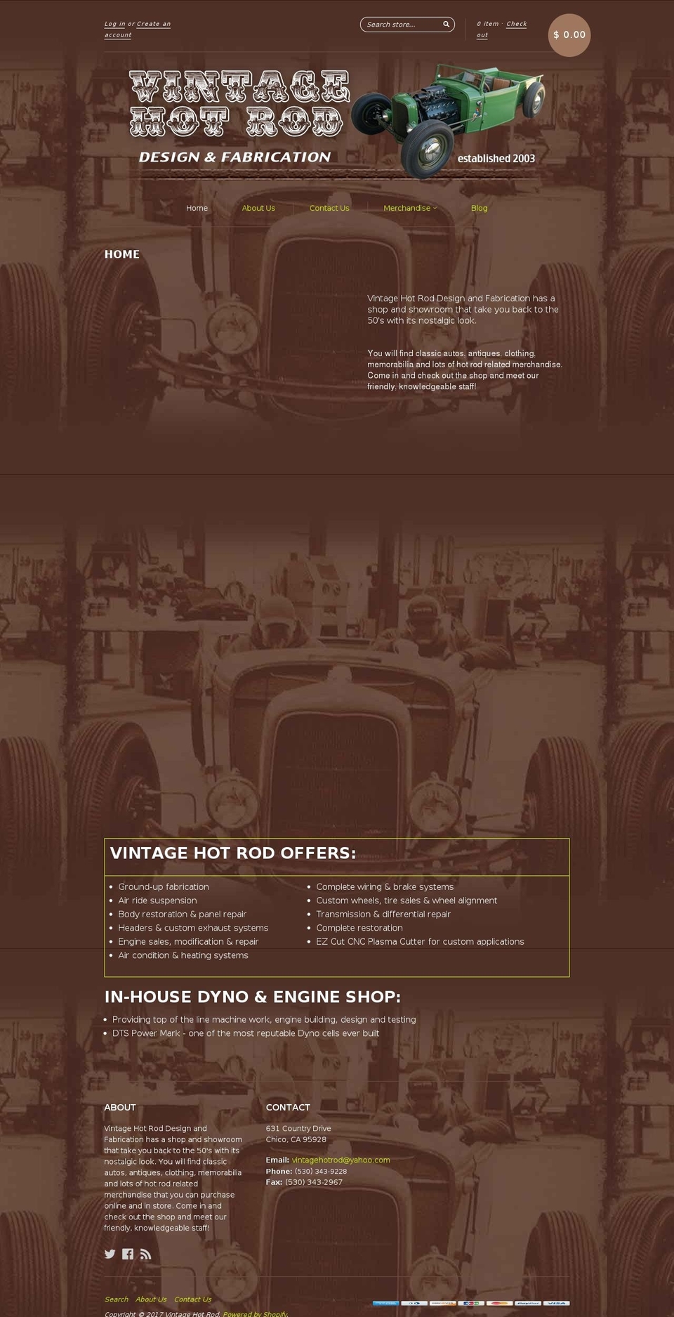 vintagehotrod.co shopify website screenshot