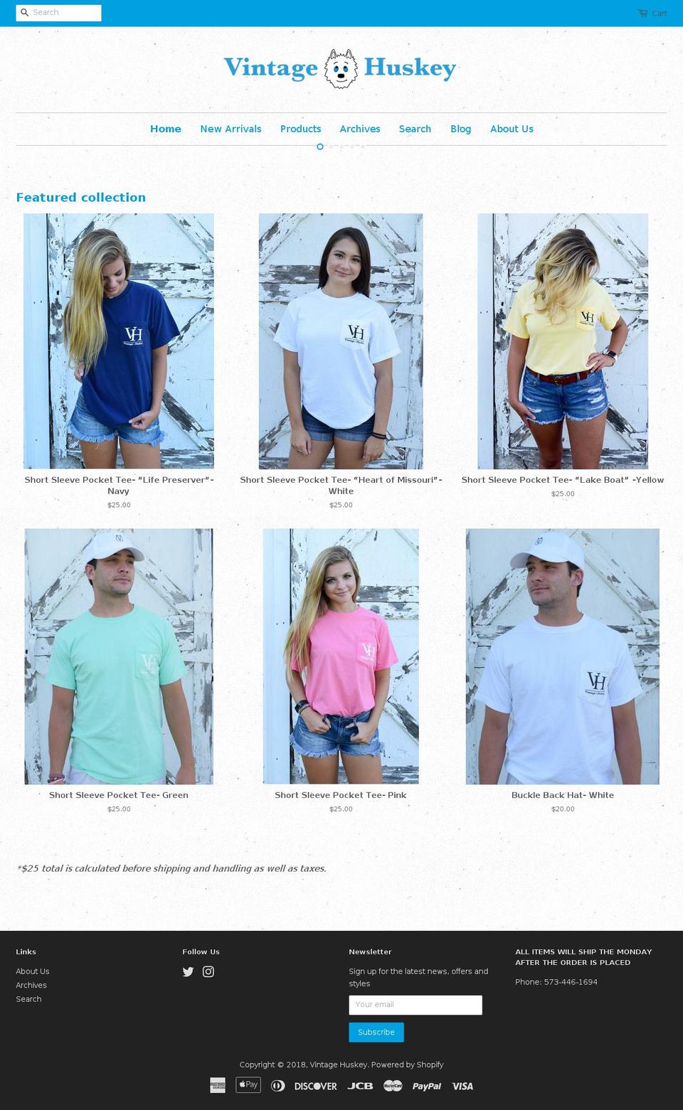 vintagehuskey.com — Shopify storefront screenshot