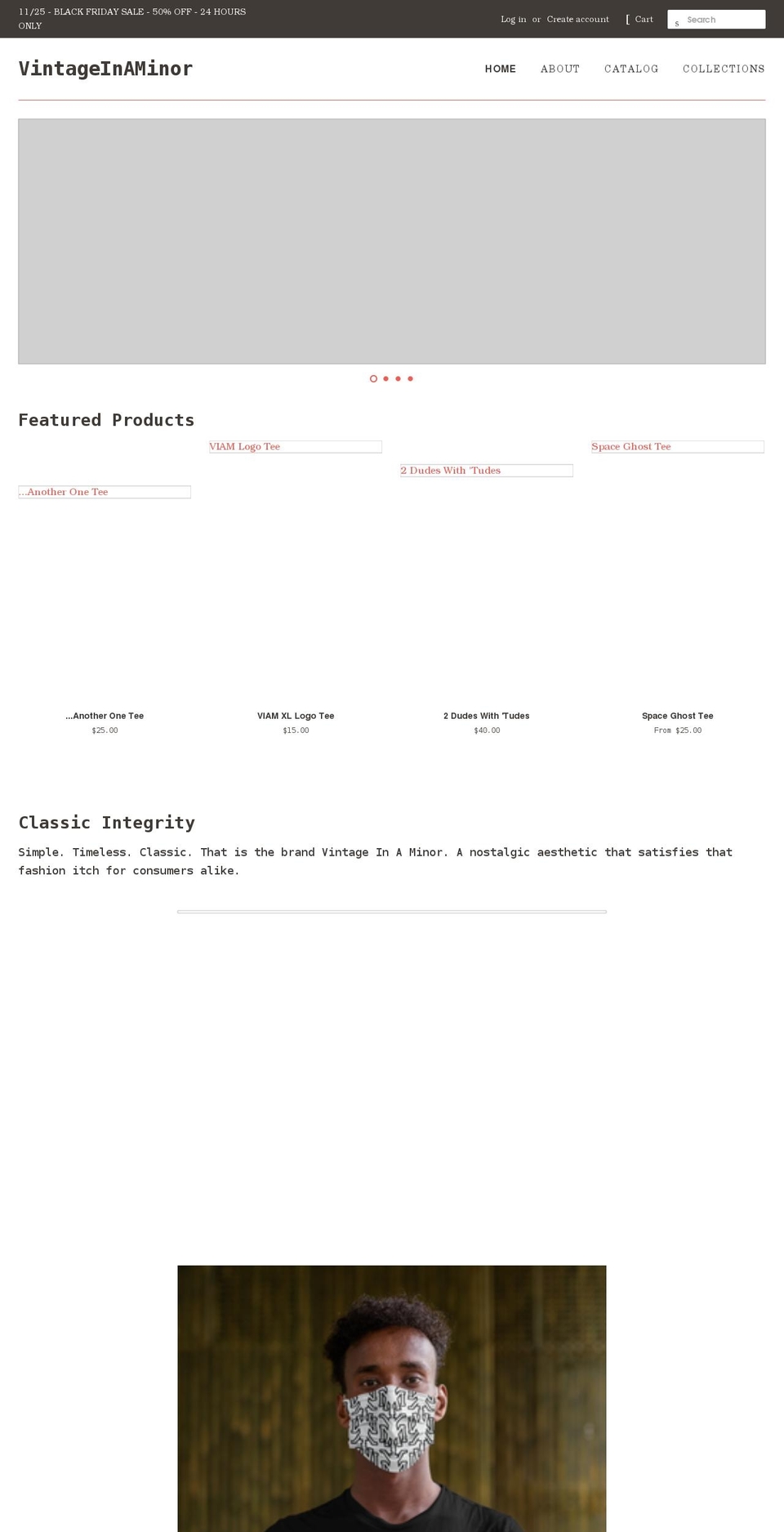 vintageinaminor.com shopify website screenshot