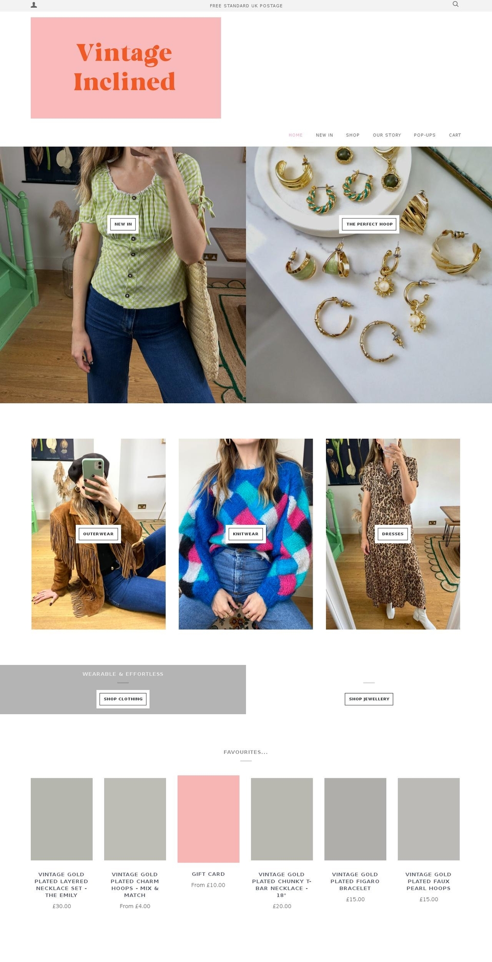 vintageinclined.com shopify website screenshot
