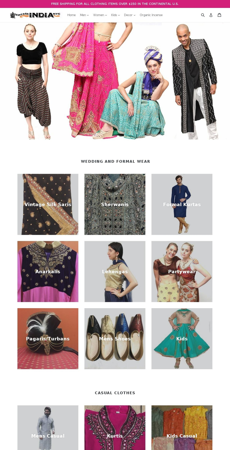 vintageindianyc.com shopify website screenshot