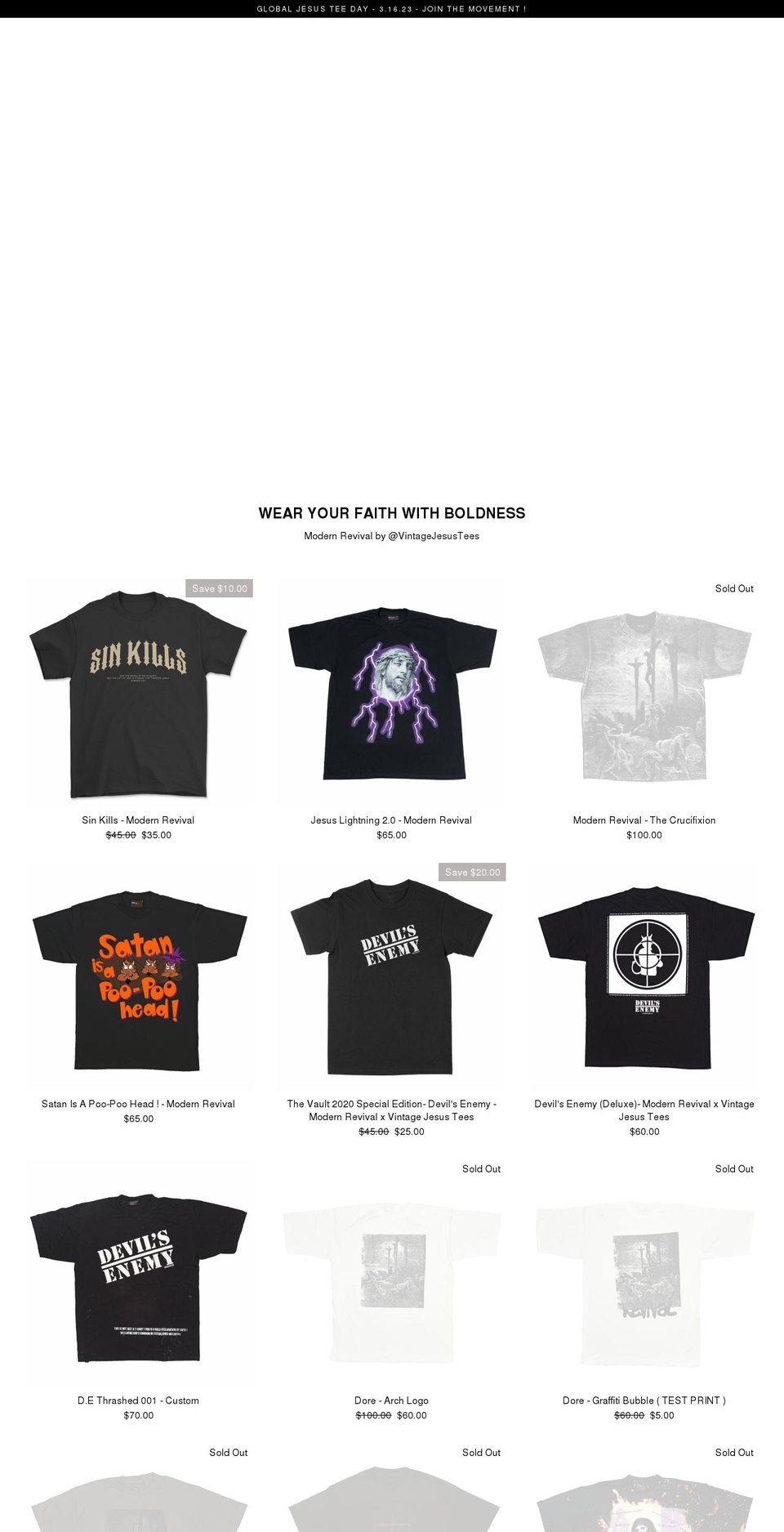 vintagejesustees.com shopify website screenshot
