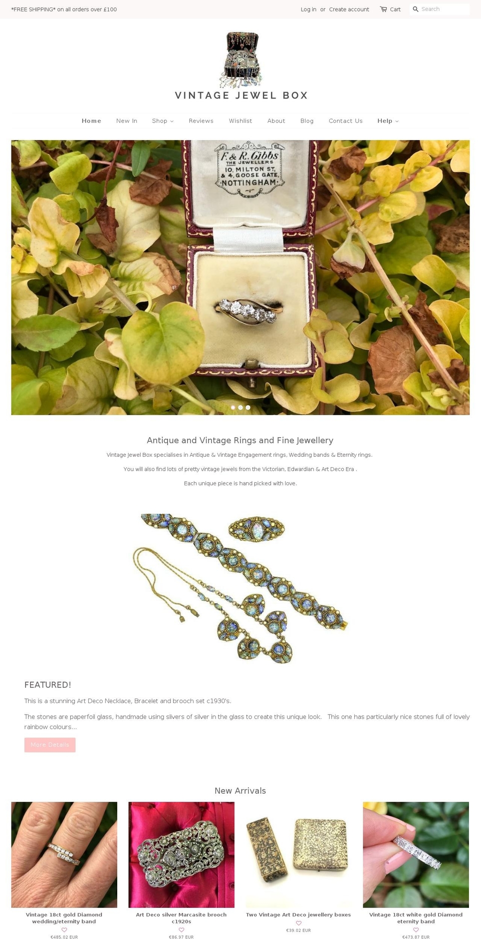 vintagejewelbox.co.uk shopify website screenshot