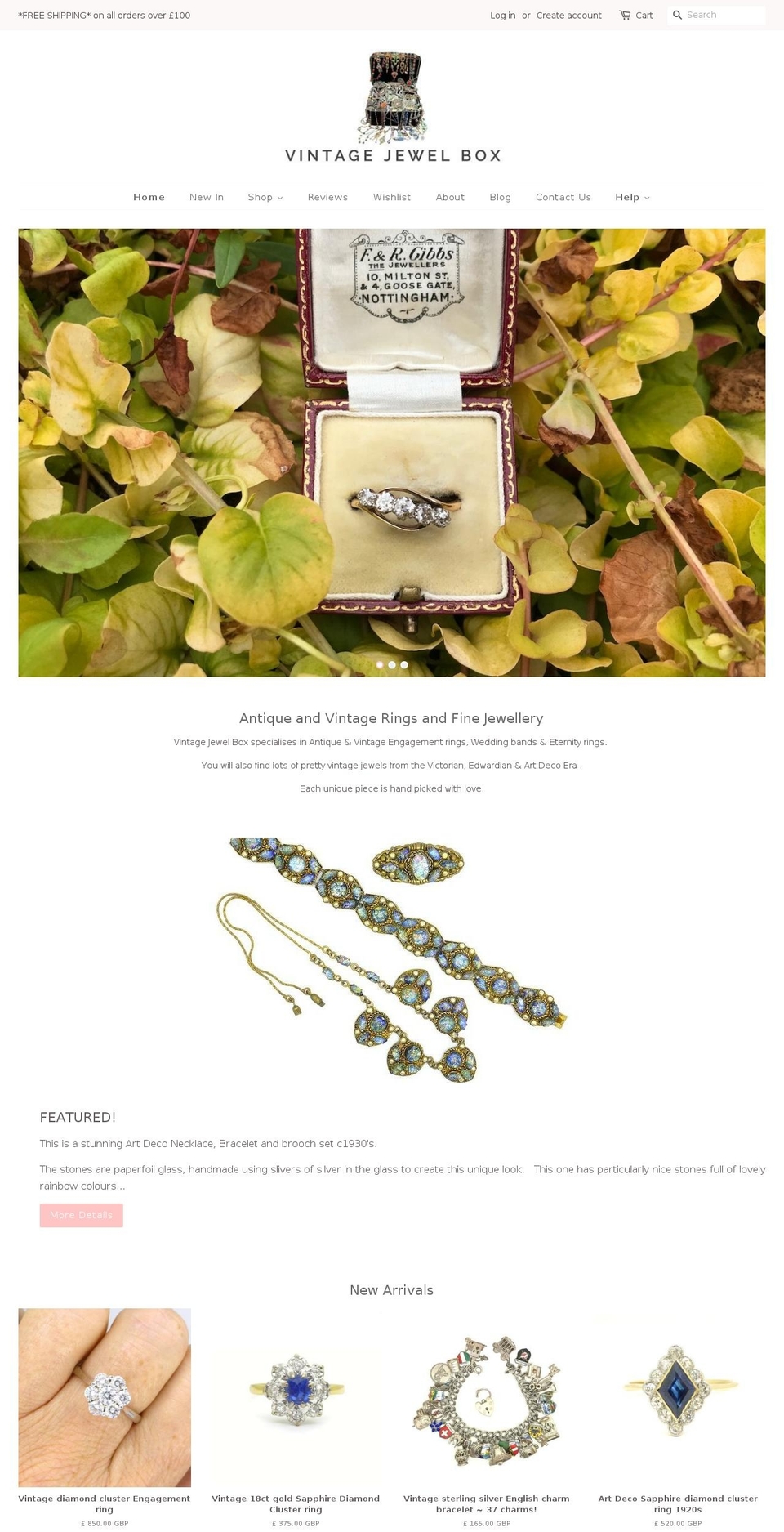 vintagejewelbox.com — Shopify storefront screenshot