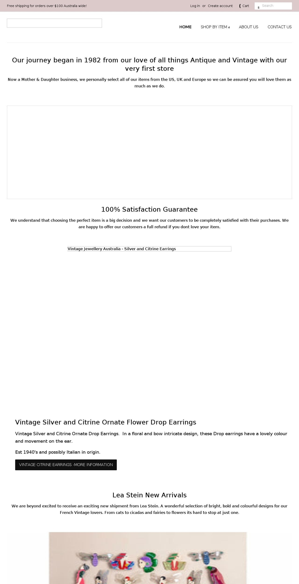 vintagejewellery.com.au shopify website screenshot