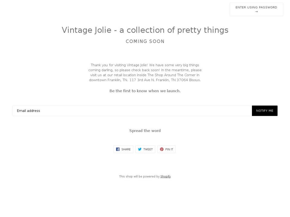 vintagejolie.com — Shopify storefront screenshot