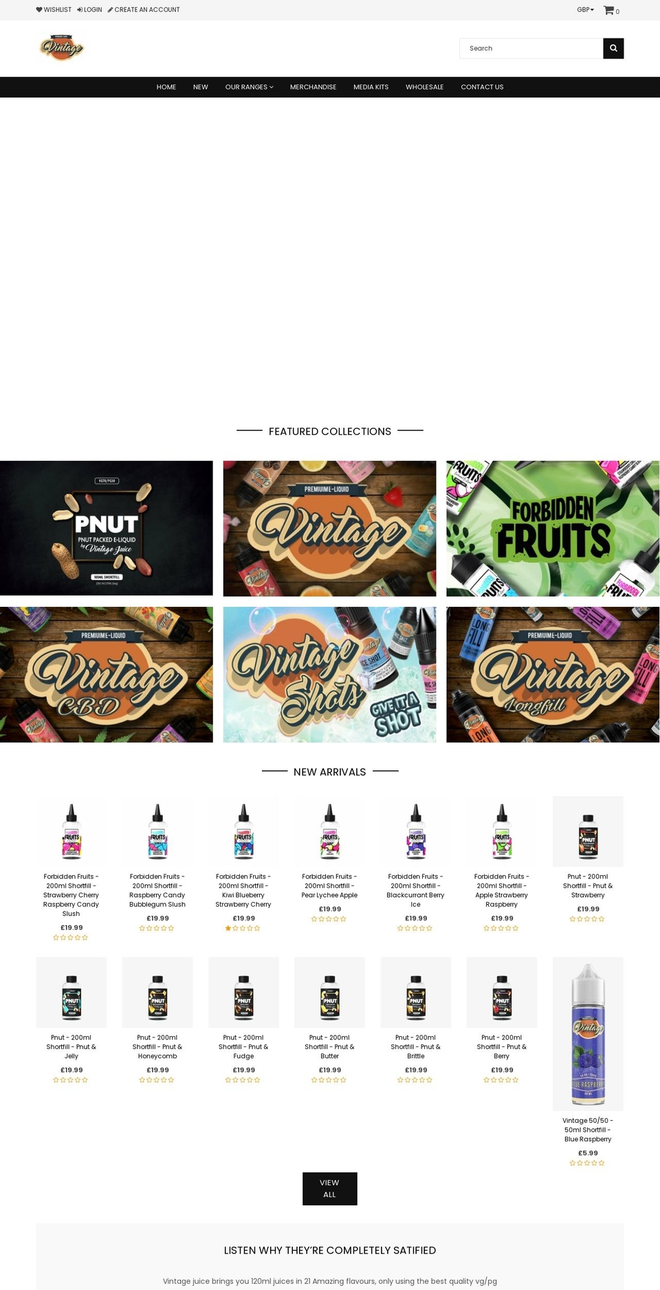 nexgeek Shopify theme site example vintagejuice.co.uk