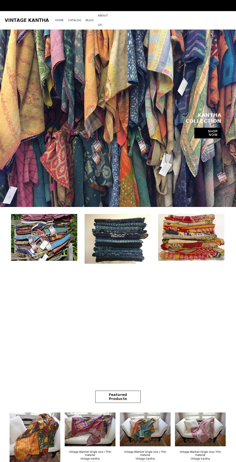 vintagekantha.com shopify website screenshot