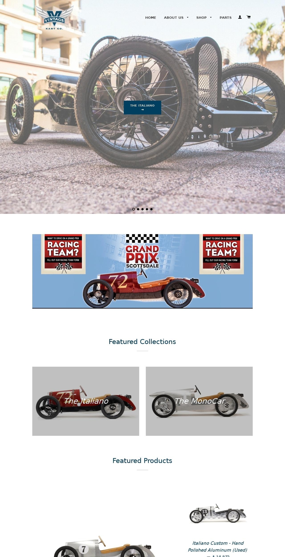 vintagekartcompany.com — Shopify storefront screenshot