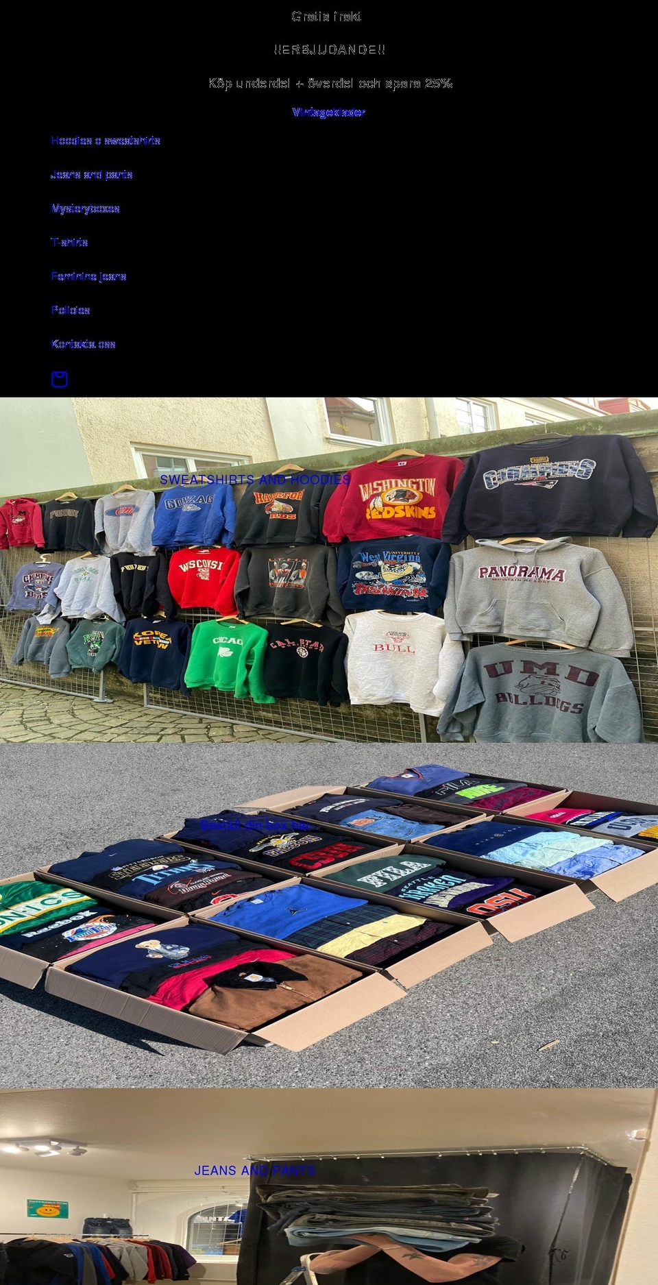 vintageklader.com shopify website screenshot