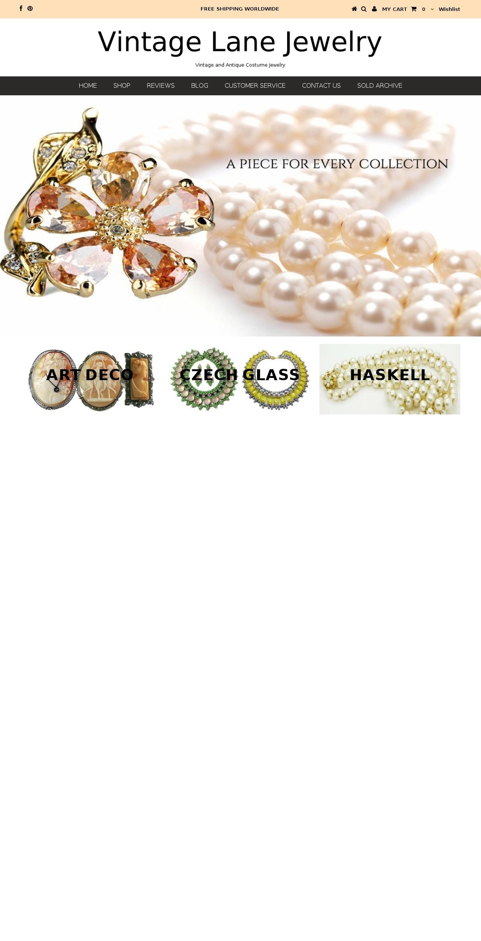 vintagelanejewelry.com shopify website screenshot