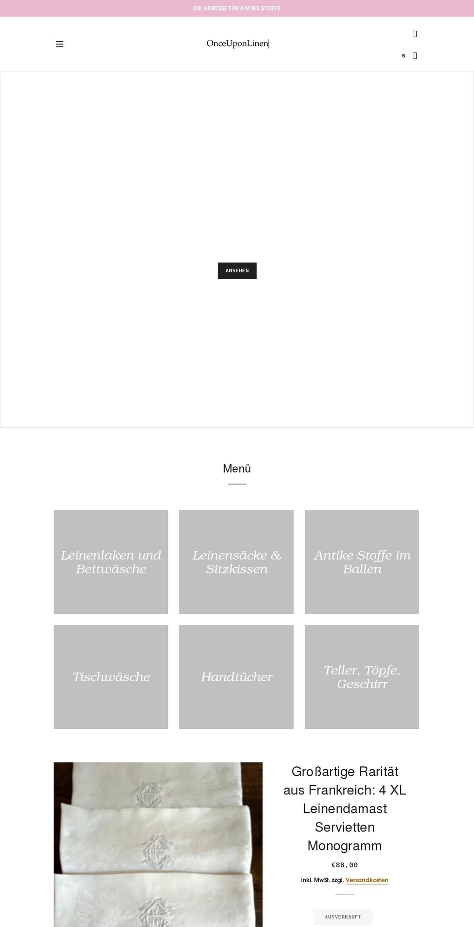 vintageleinen.com shopify website screenshot