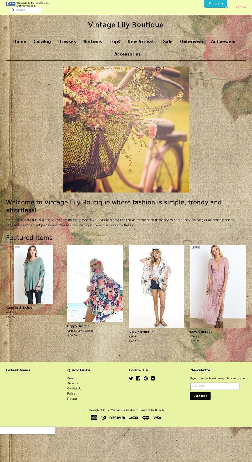 vintagelilyboutique.com shopify website screenshot