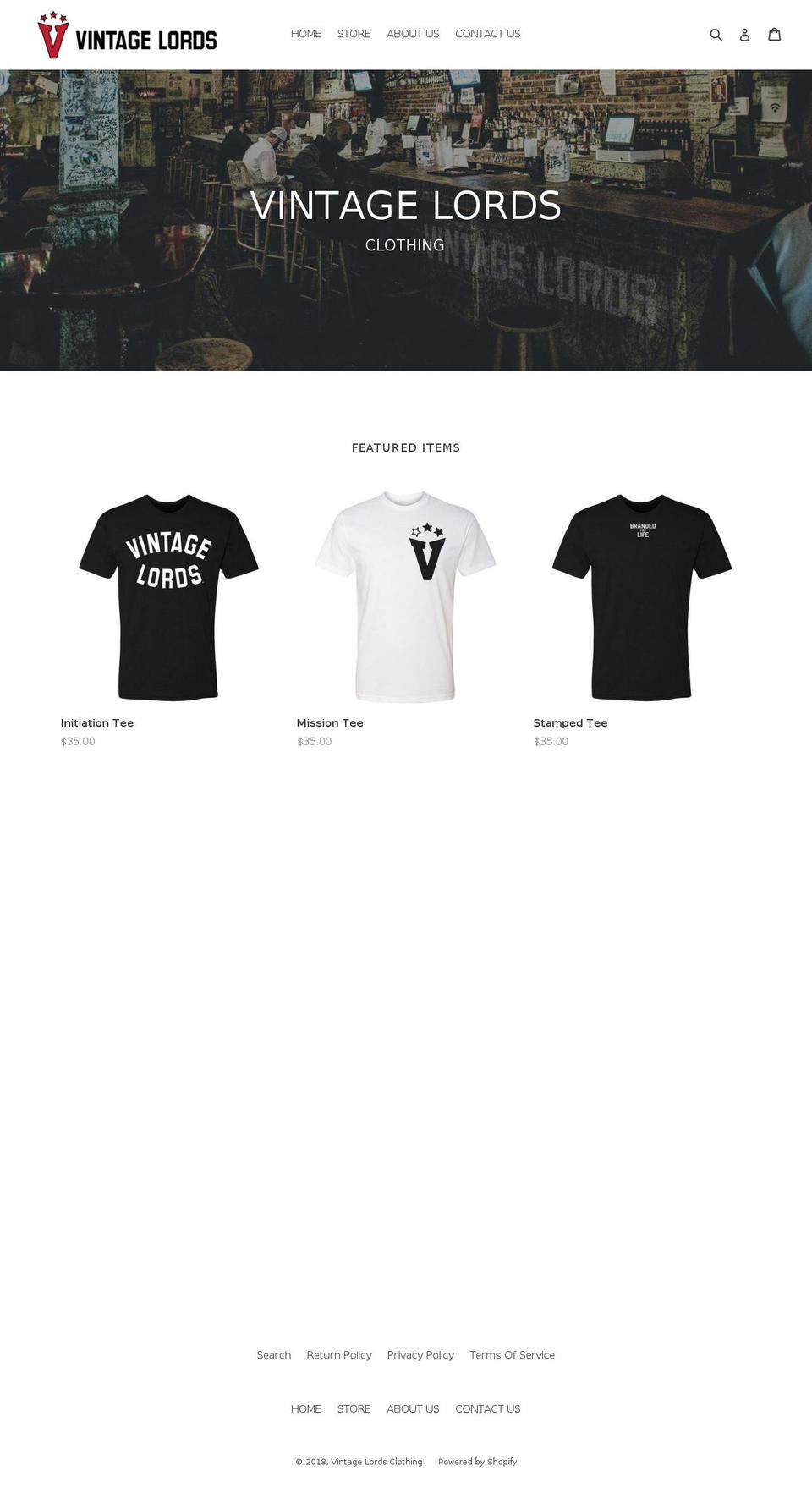 vintagelordsclothing.com shopify website screenshot