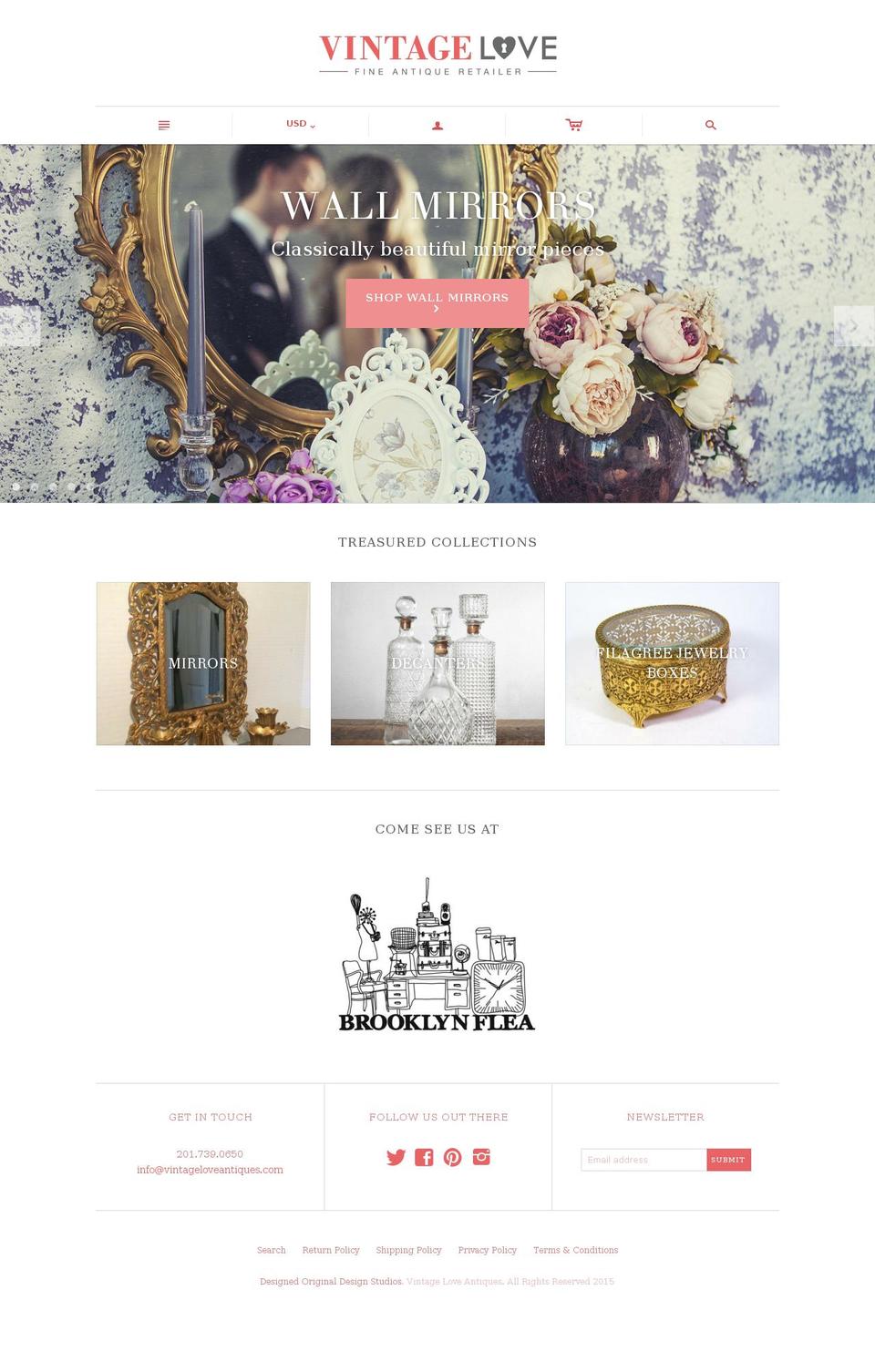 vintageloveantiques.com shopify website screenshot