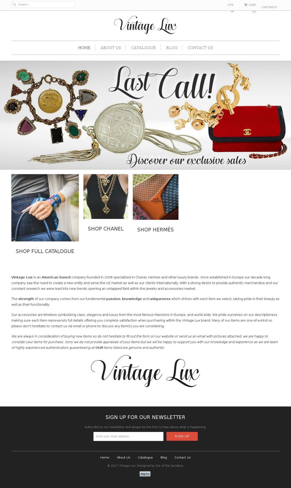 vintagelux.com shopify website screenshot