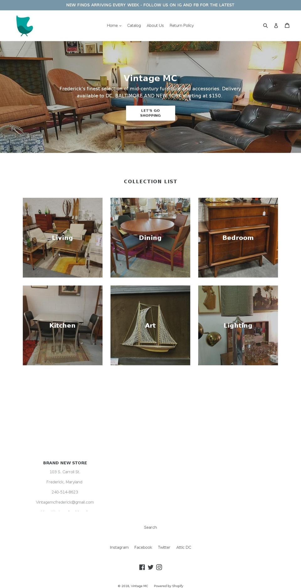 vintagemcfrederick.com — Shopify storefront screenshot