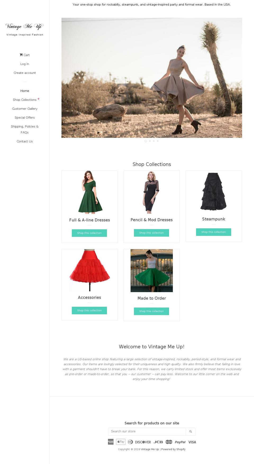 vintagemeup.com shopify website screenshot