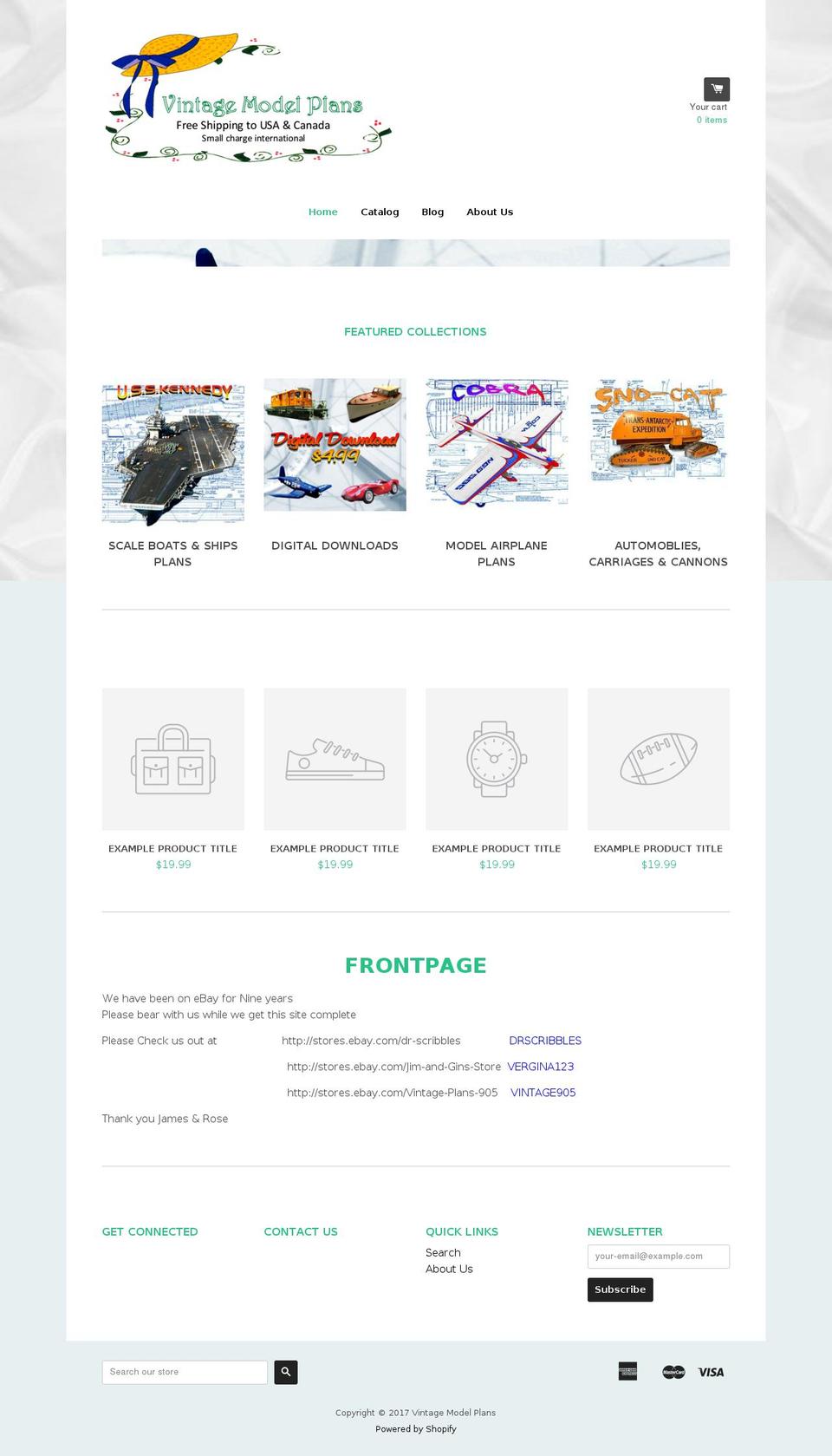 Mode Shopify theme site example vintagemodelplans.com