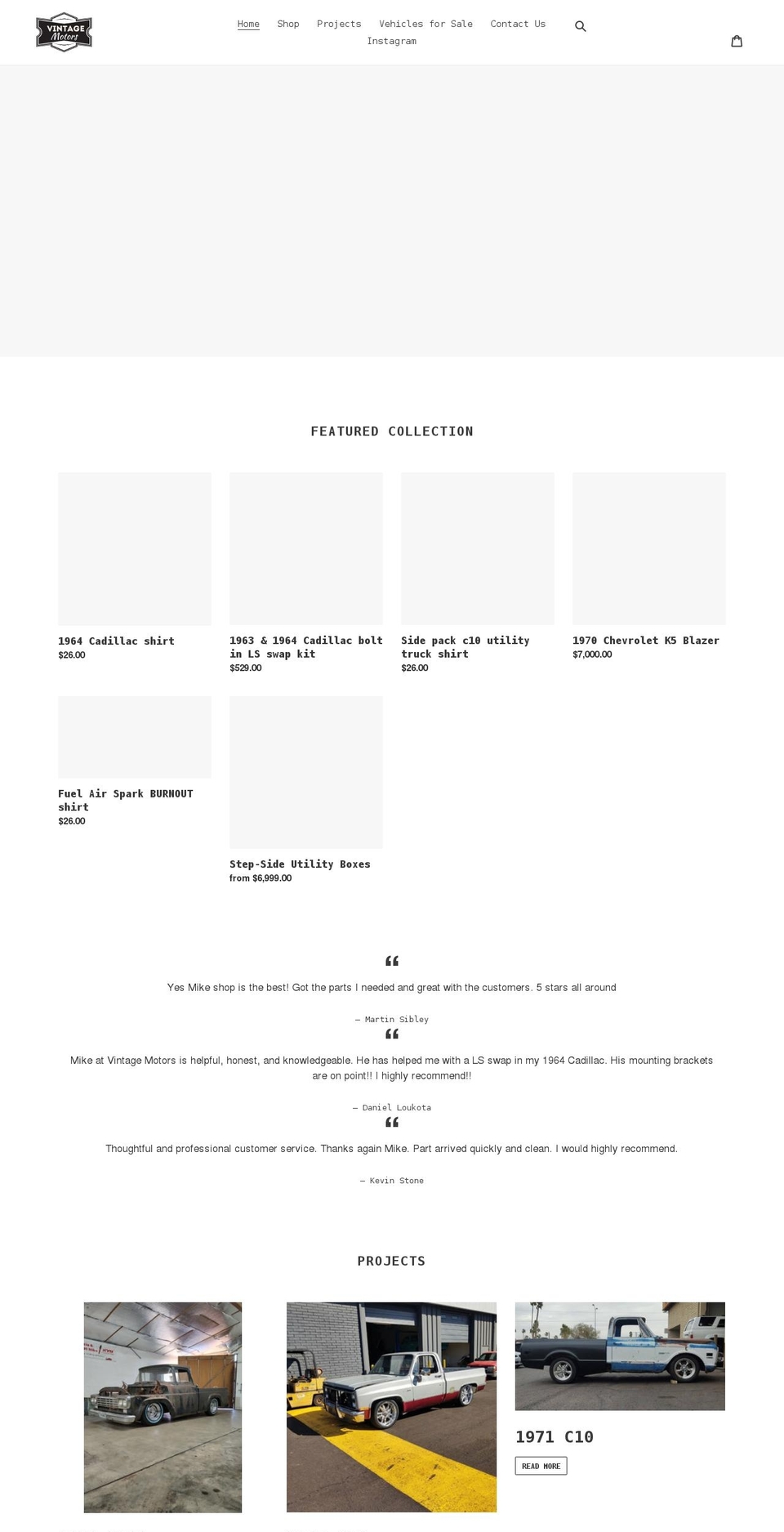 vintagemotorsaz.com shopify website screenshot