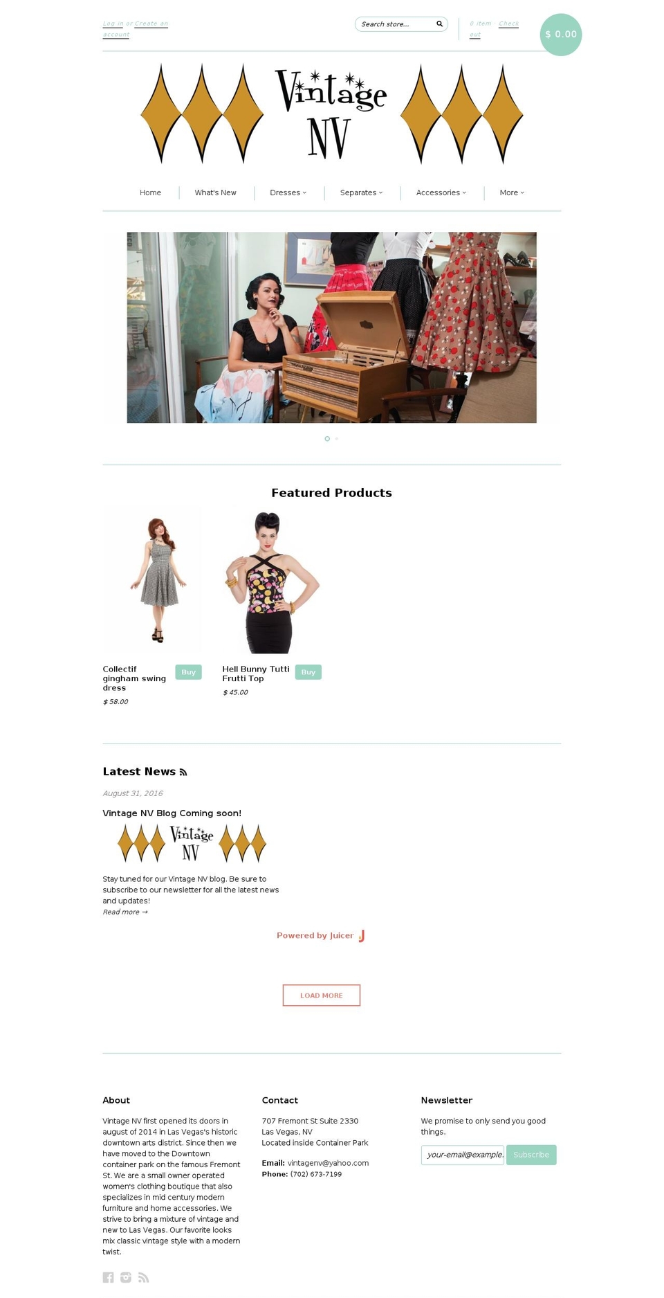 vintagenv.com shopify website screenshot