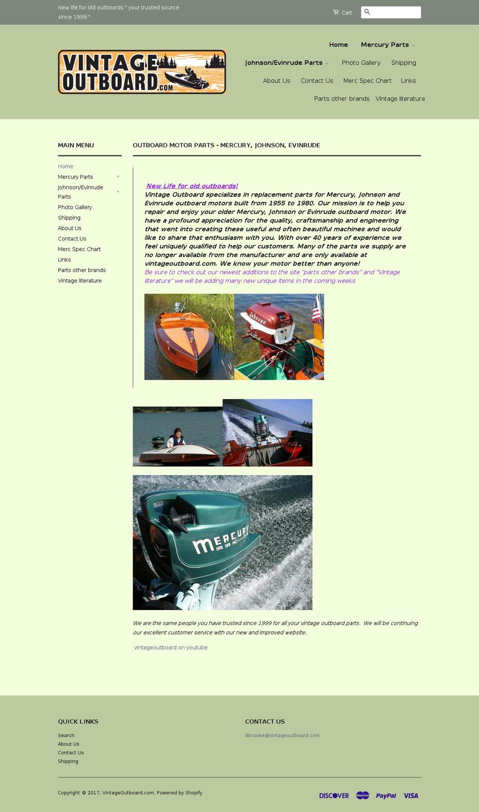 vintageoutboard.com shopify website screenshot