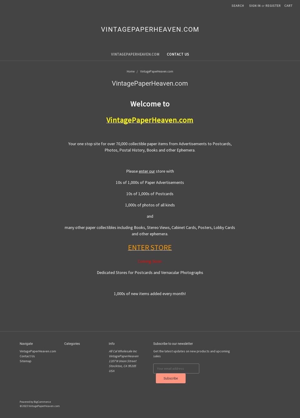 vintagepaperheaven.com — Shopify storefront screenshot