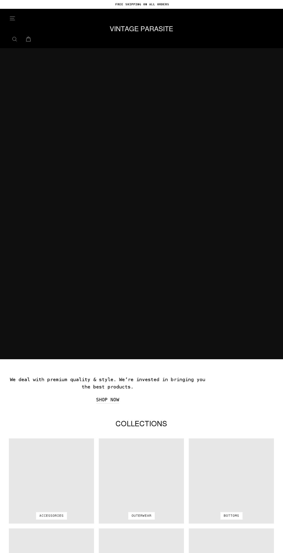 vintageparasite.com shopify website screenshot