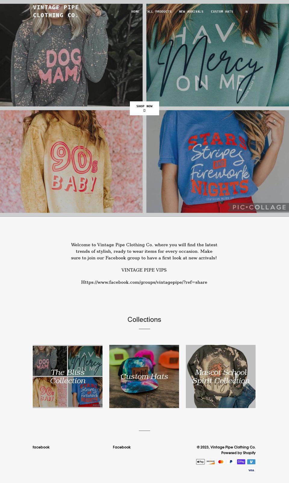 vintagepipeclothingco.com shopify website screenshot