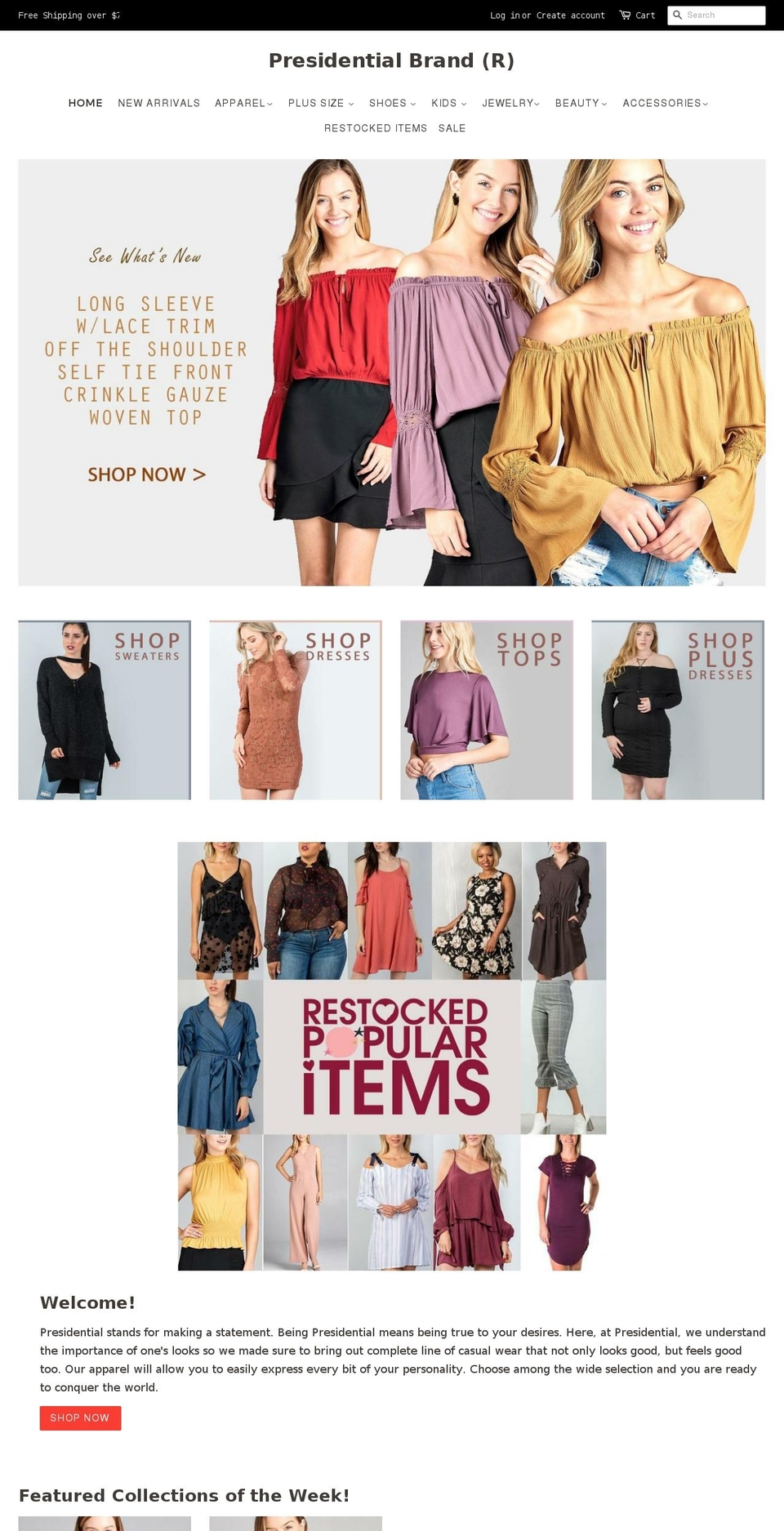 vintagepresidential.com shopify website screenshot
