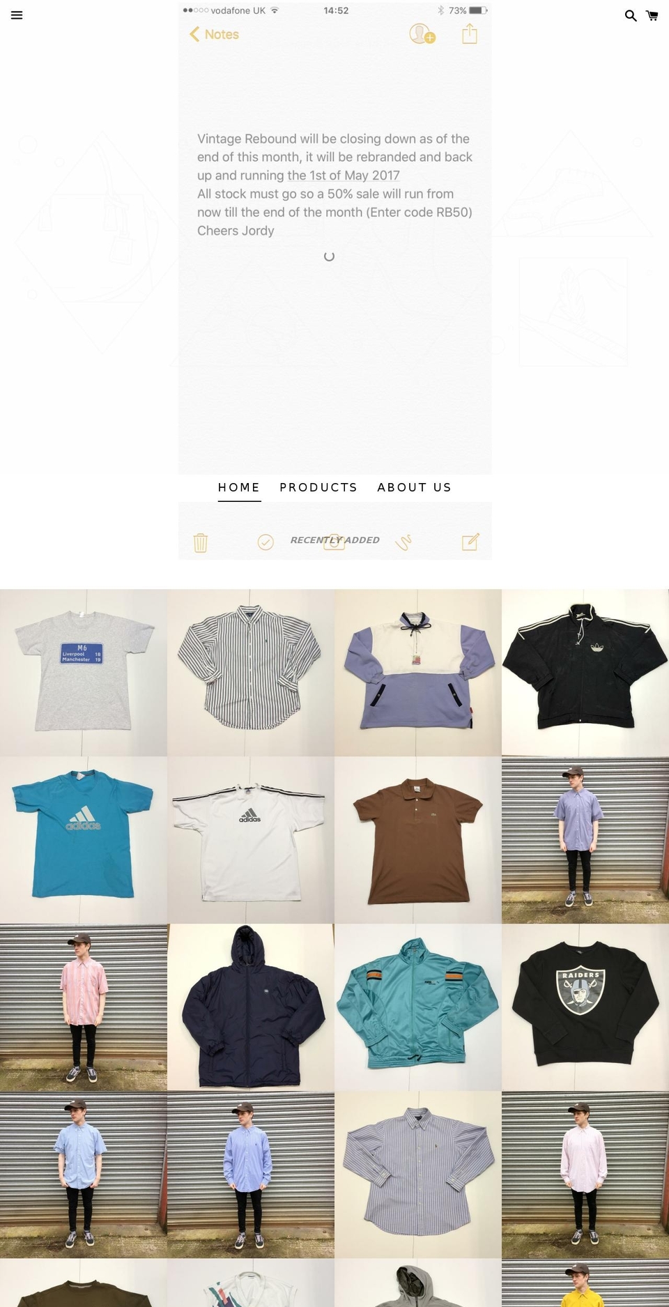 vintagerebound.com shopify website screenshot