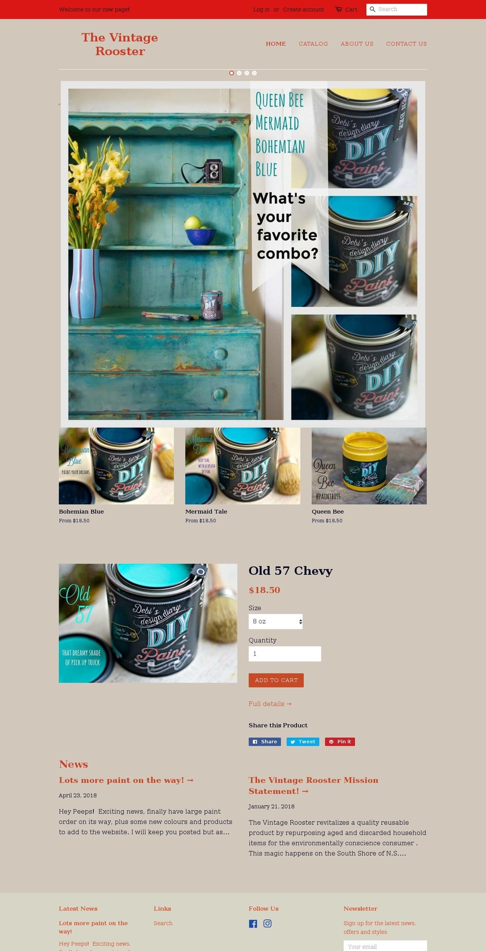 vintagerooster.com — Shopify storefront screenshot