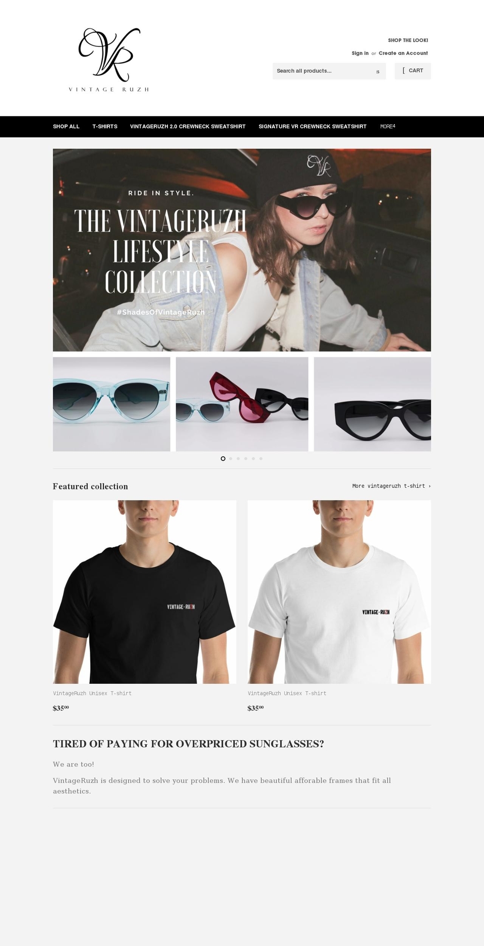 vintageruzh.com shopify website screenshot