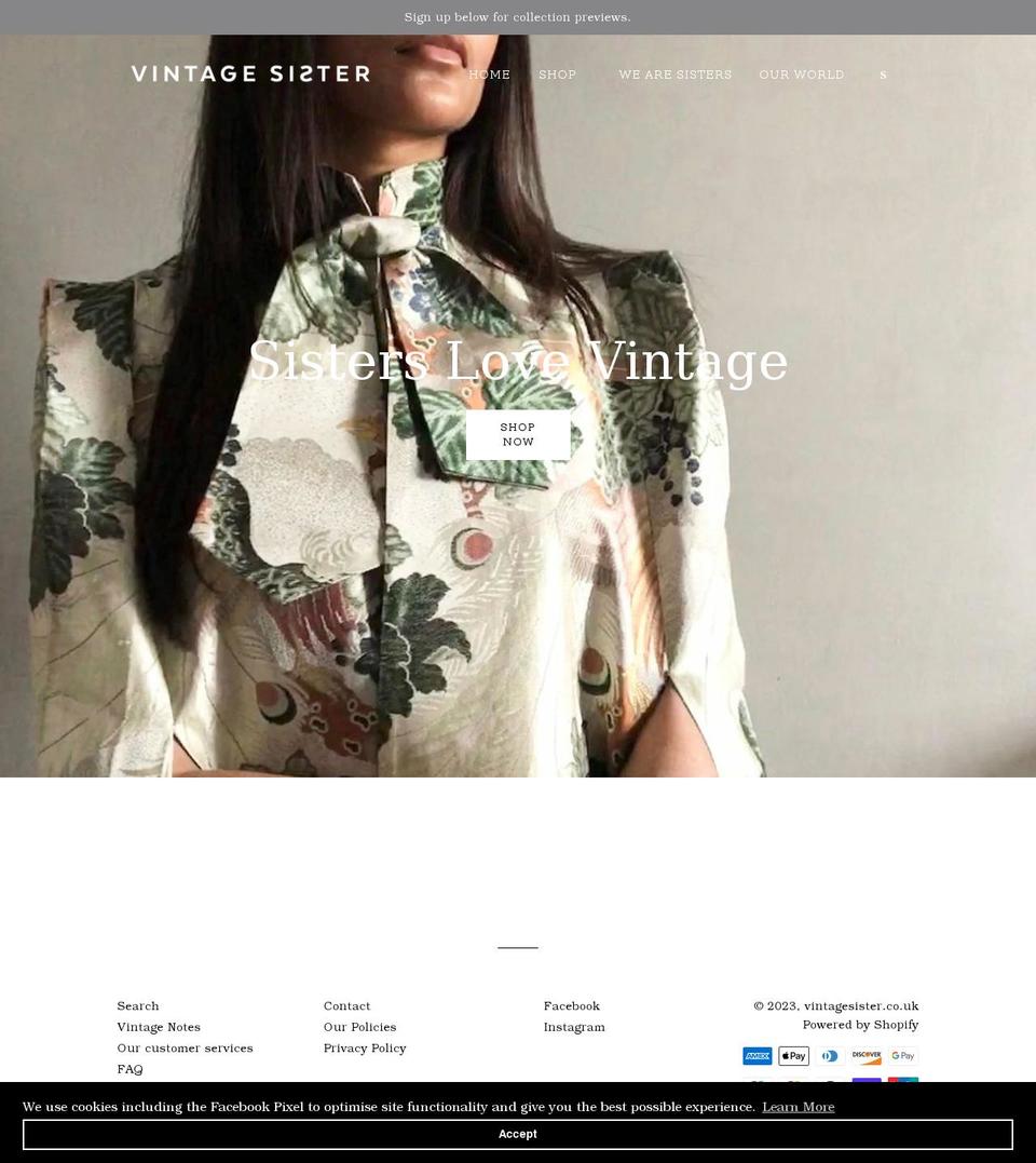 vintagesister.co.uk shopify website screenshot